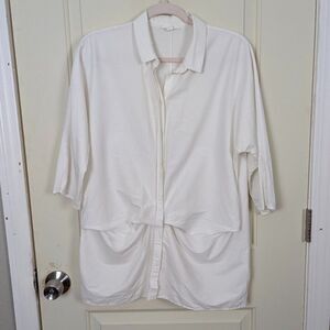 COS | White Cotton Blend Oversized Button Down Shirt Size US10